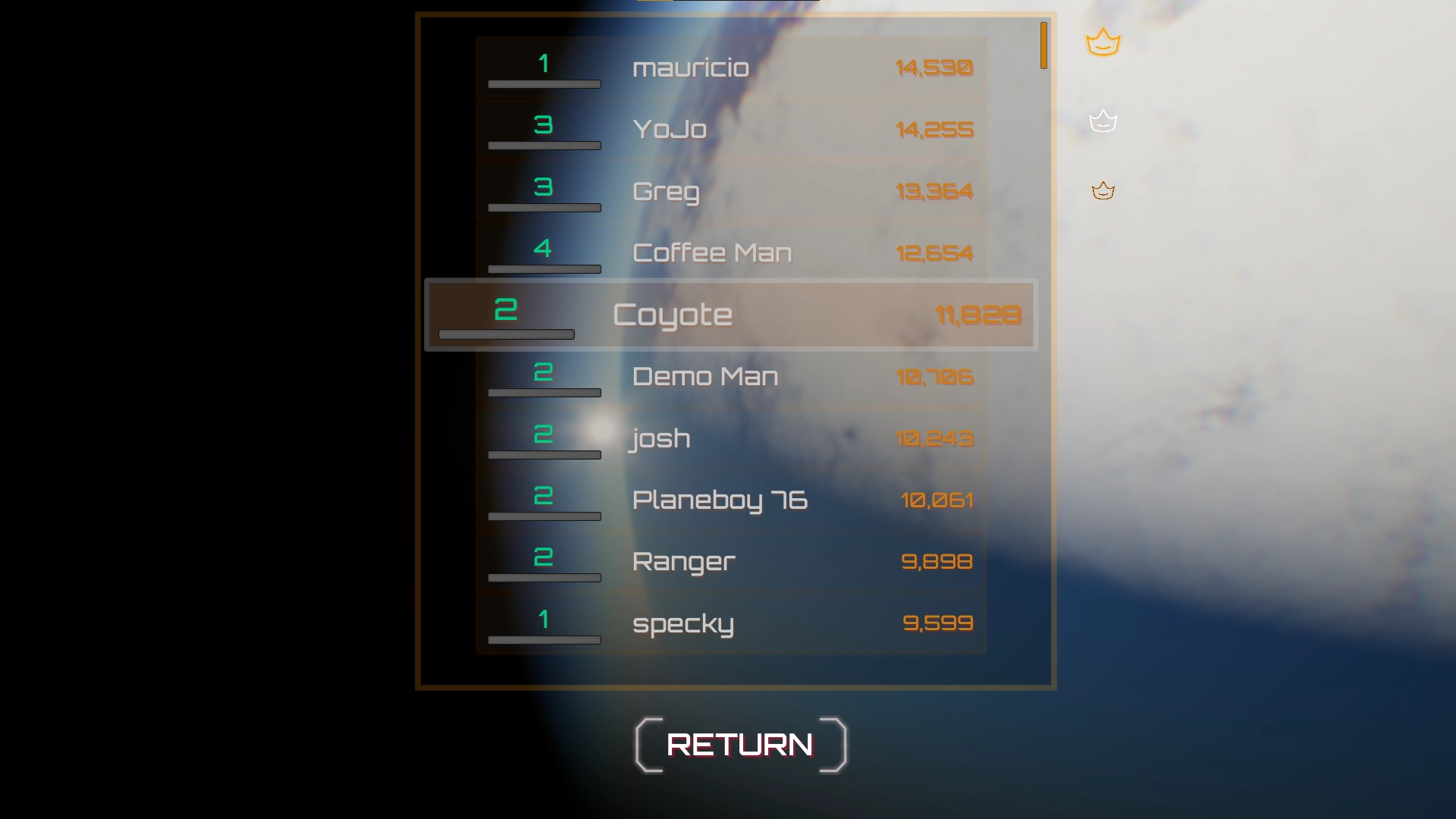 In-Game Leaderboard